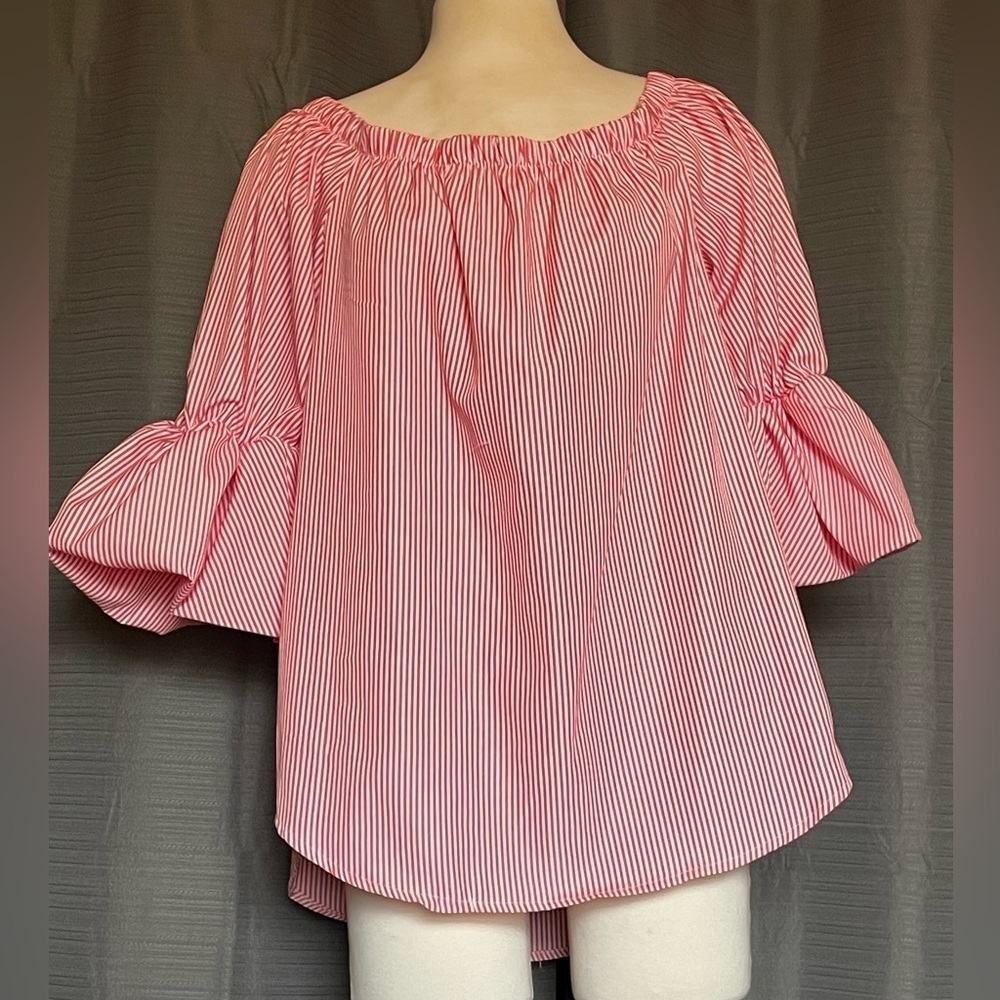 Gibson Latimer NWT red and white pinstripe shirt